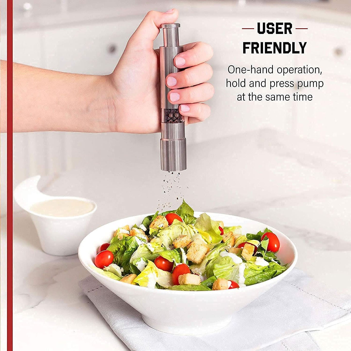 Stainless Steel Thumb Presser Salt And Pepper Grinder (1 Pc).