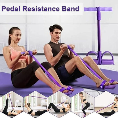 Core strengthening exercise using a resistance band yoga puller for enhanced flexibility and muscle toning