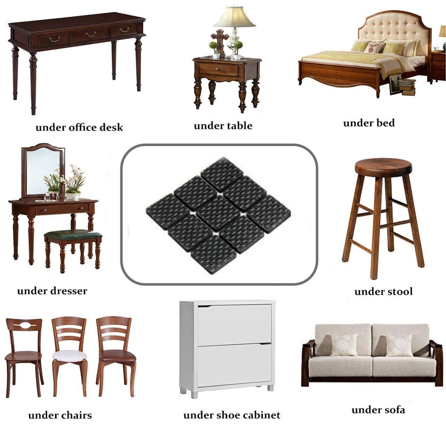 FloorGuard Pro™ – 9-Piece Anti-Slip Felt Furniture Pads | Heavy Duty Floor Protection for Hardwood, Tile & Laminate.