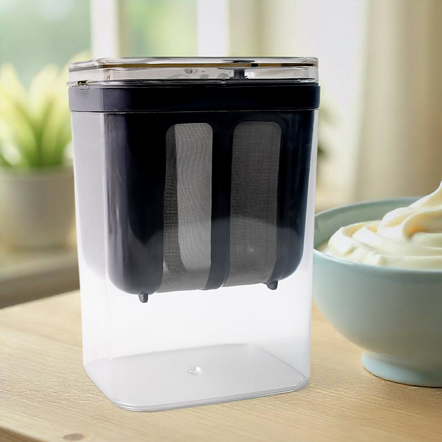 Greek Yogurt preparation using Hung Curd Maker for smooth and creamy hung curd at home