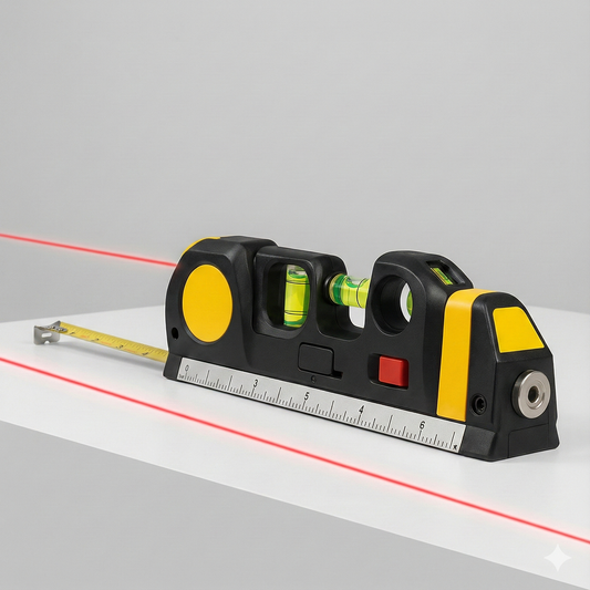 4-in-1 Laser Level & Distance Meter | 8ft/250cm Measuring Tape with Triple Spirit Levels