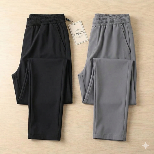 ActiveFlex Pro – Men's Lycra Track Pants Combo (Black & Grey) | 2-Pack, Moisture-Wicking, 4-Way Stretch Joggers