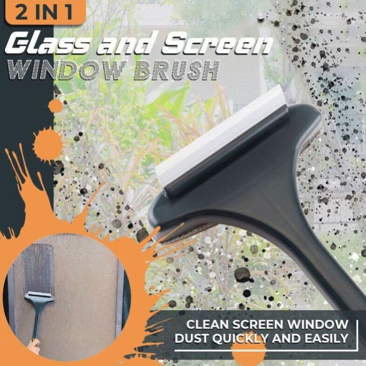 ClearSweep Pro – 2-in-1 Mesh Screen Cleaning Brush & Wiper | Extended Handle Window Net Cleaner & Lint Remover.