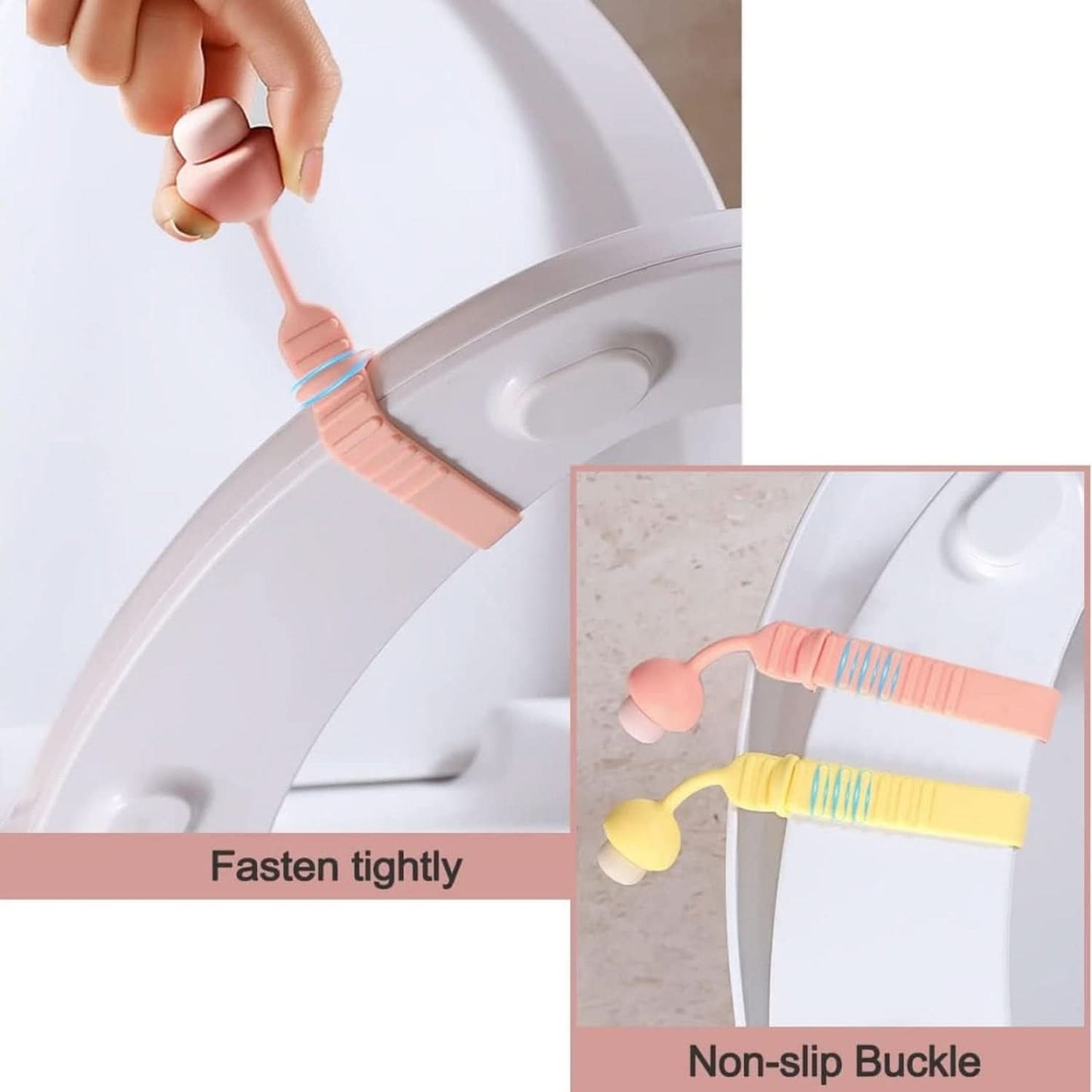 LiftEase™ – Silicone Retractable Toilet Seat Lifter Band | Hygienic, Reusable, Washable Handle Grip for Any Size Lid (1 Pc).