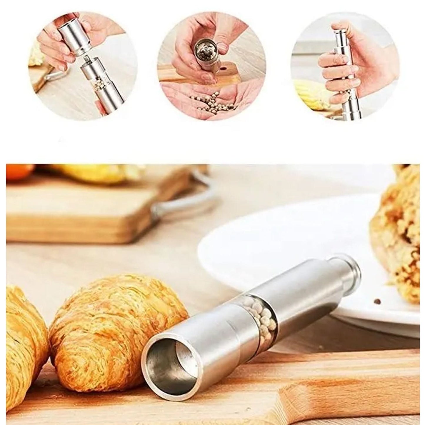 Stainless Steel Thumb Presser Salt And Pepper Grinder (1 Pc).