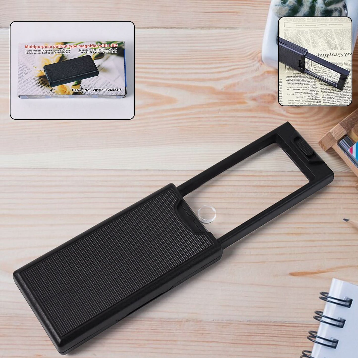 ClarityView™ Pro – Extendable Double LED Magnifier | Portable Magnifying Glass for Reading & Detail Work (1 Pc).