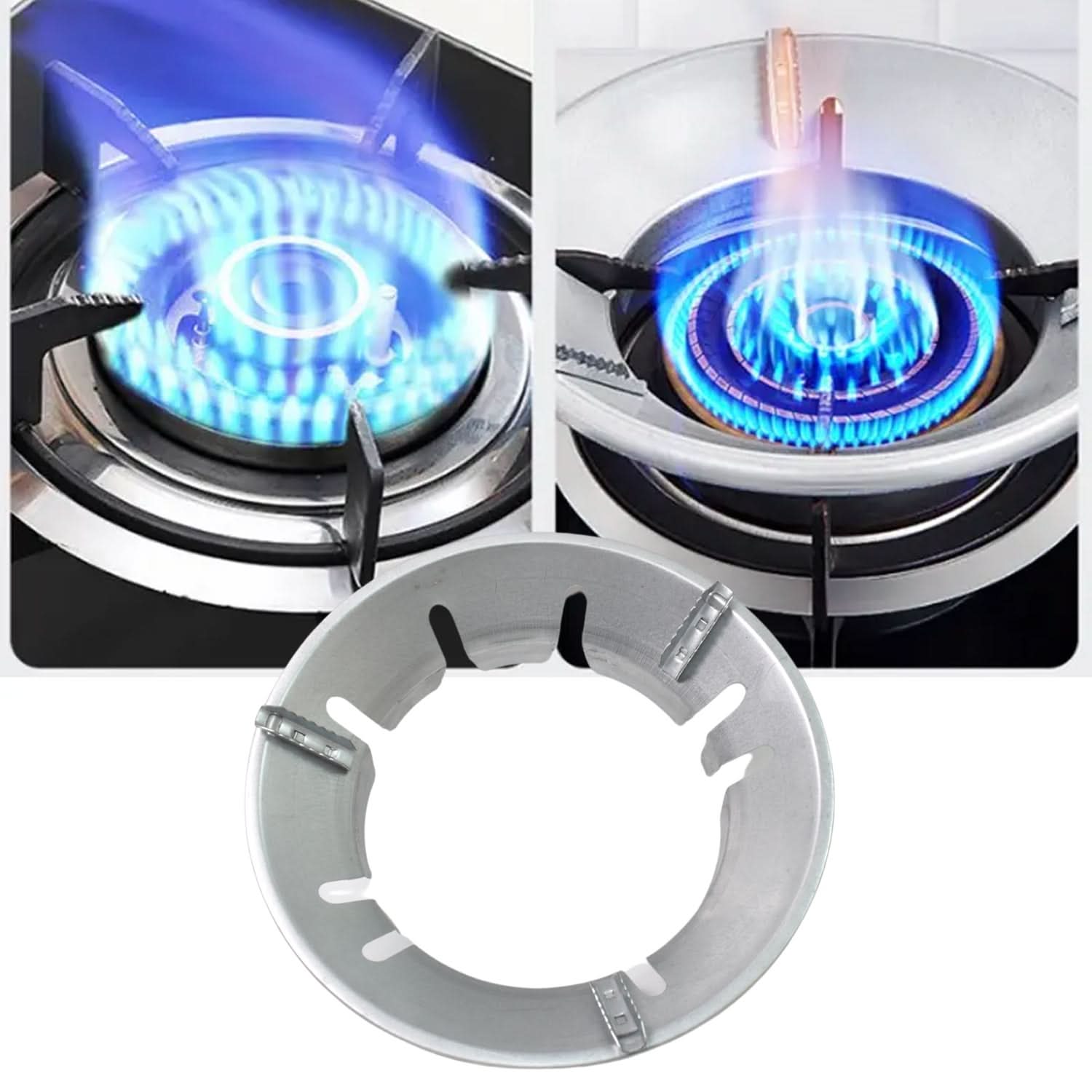 Wukusy FlameLock Pro – Gas Saver Burner Stand | Fire & Windproof Energy-Saving Stove Jali | Universal Fit, Premium Aluminum.