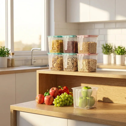 Clear Kitchen Storage Baskets with Lid, Pack of 6
