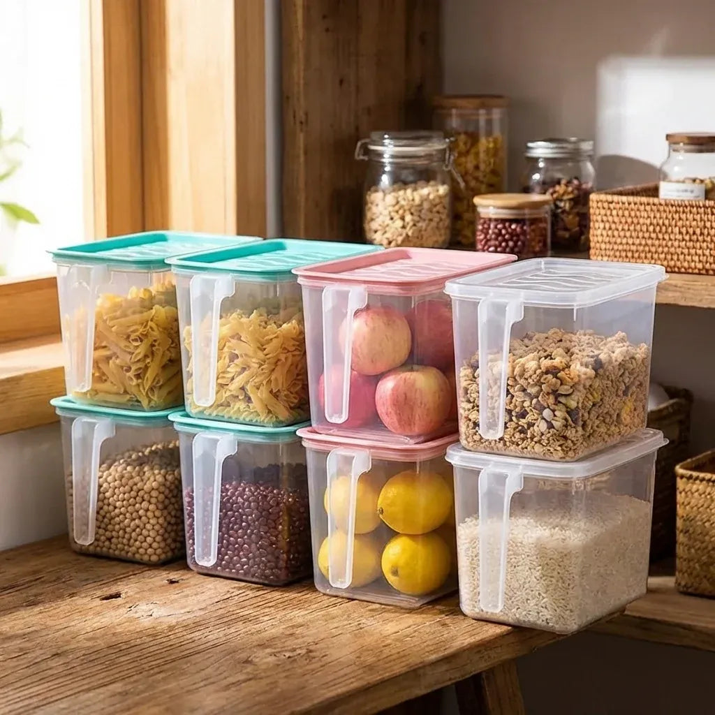 Clear Kitchen Storage Baskets with Lid, Pack of 6