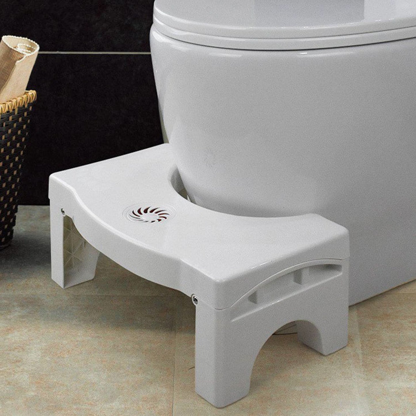 ReliefStep™ Pro – Foldable Non-Slip Toilet Squat Stool | Constipation & Piles Relief Aid with Diffuser Slot.
