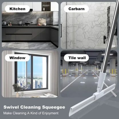 AquaWiz Pro – Self-Squeeze PVA Sponge Mop & Squeegee | Hands-Free, 360° Rotating Multi-Surface Floor Cleaner for Wet & Dry Use.